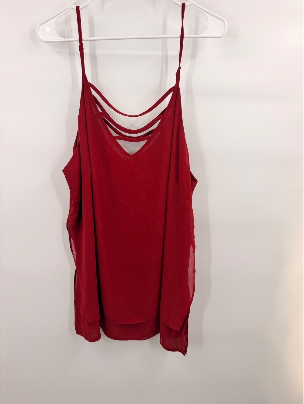 Zenobia Women’s 3XL Burgundy Strappy Chiffon Tank Top Blouse NWT